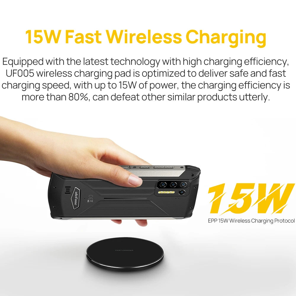 Ulefone UF005 15W Qi Wireless Charging Pad For ulefone Armor 12 power Armor 13 for iPhone13