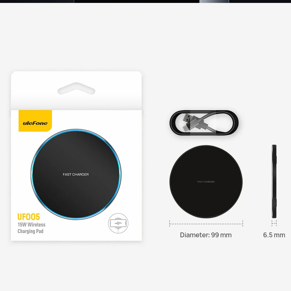 Ulefone UF005 15W Qi Wireless Charging Pad For ulefone Armor 12 power Armor 13 for iPhone13