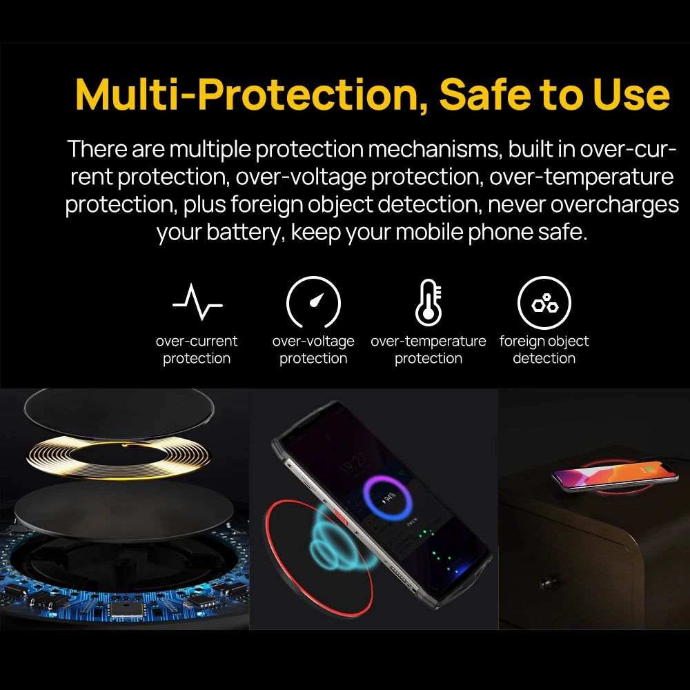 Ulefone UF005 15W Qi Wireless Charging Pad For ulefone Armor 12 power Armor 13 for iPhone13